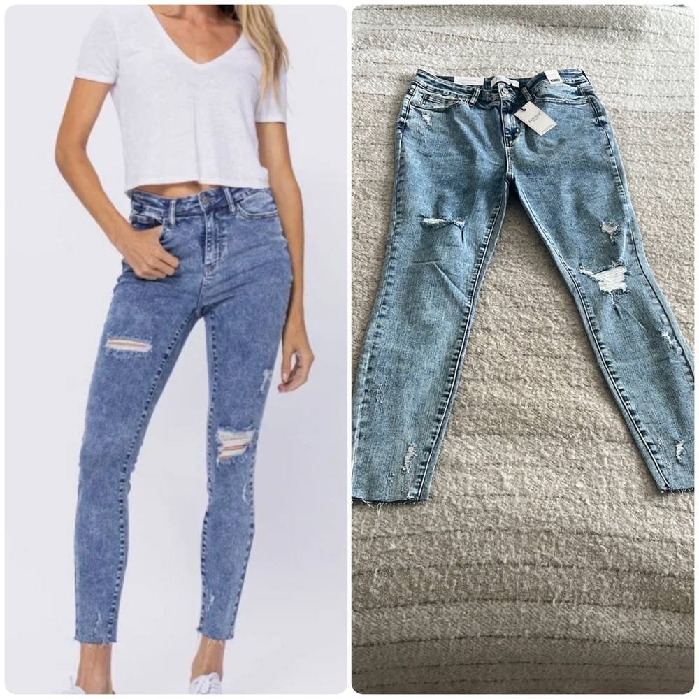 Judy Blue Acid Wash Destroyed High Waist Jeans